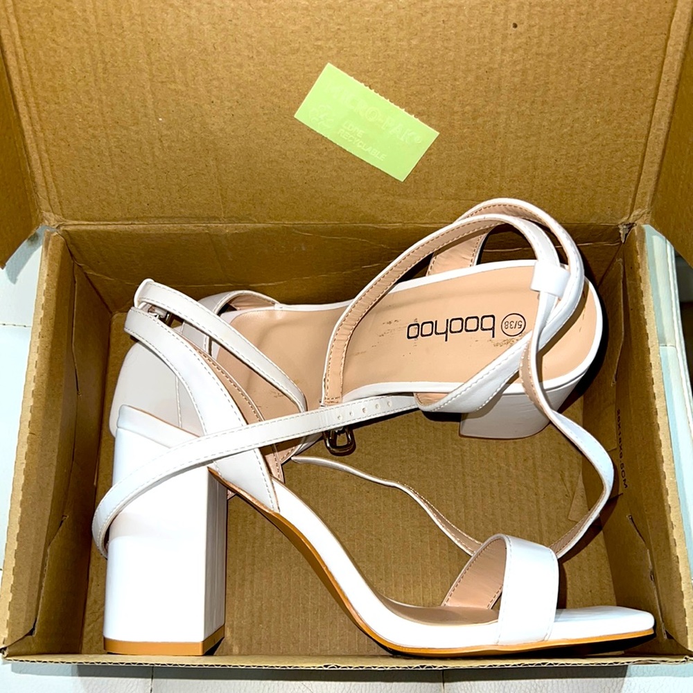 White chunky heels